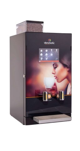 Moderne koffiemachine met touchscreen, perfect voor kantoren, bedrijven en verenigingen.